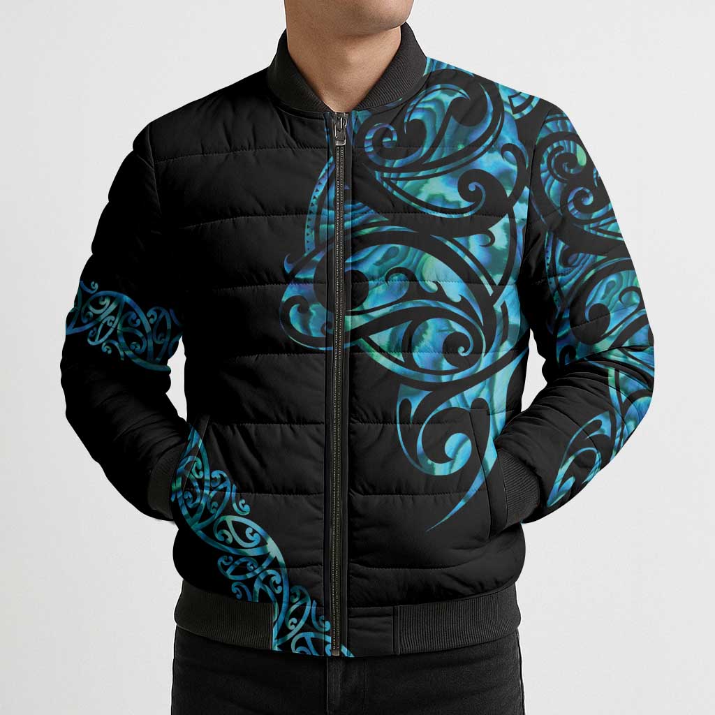 All Black Maori Tribal Tattoo Personalised Bomber Puffer Jacket Polynesian Style - Aussie Hoodie