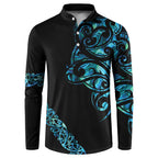 All Black Maori Tribal Tattoo Personalised Button Sweatshirt Polynesian Style
