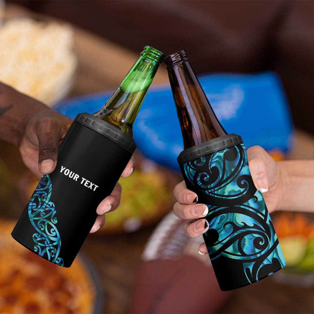 All Black Maori Tribal Tattoo Personalised 4 in 1 Can Cooler Tumbler Polynesian Style