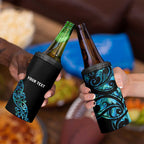 All Black Maori Tribal Tattoo Personalised 4 in 1 Can Cooler Tumbler Polynesian Style