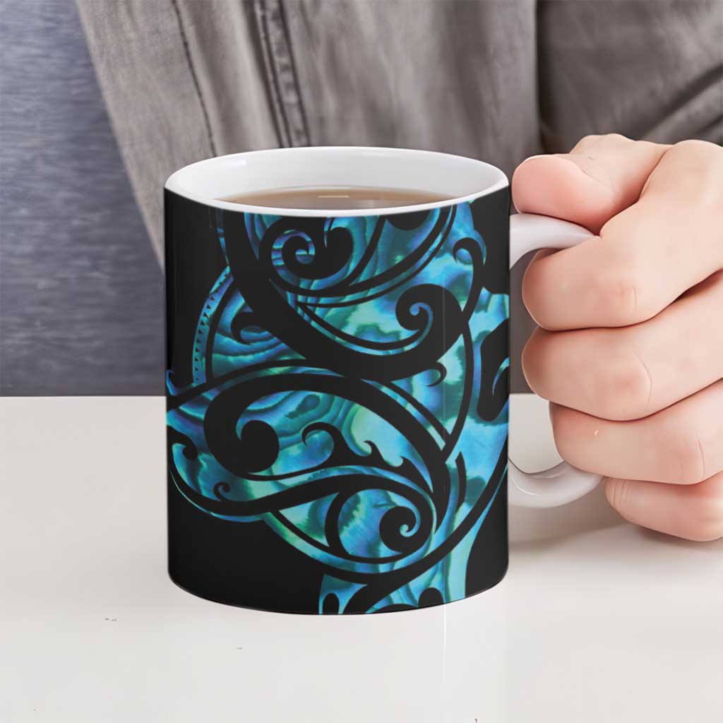 All Black Maori Tribal Tattoo Personalised Ceramic Mug Polynesian Style - Aussie Hoodie