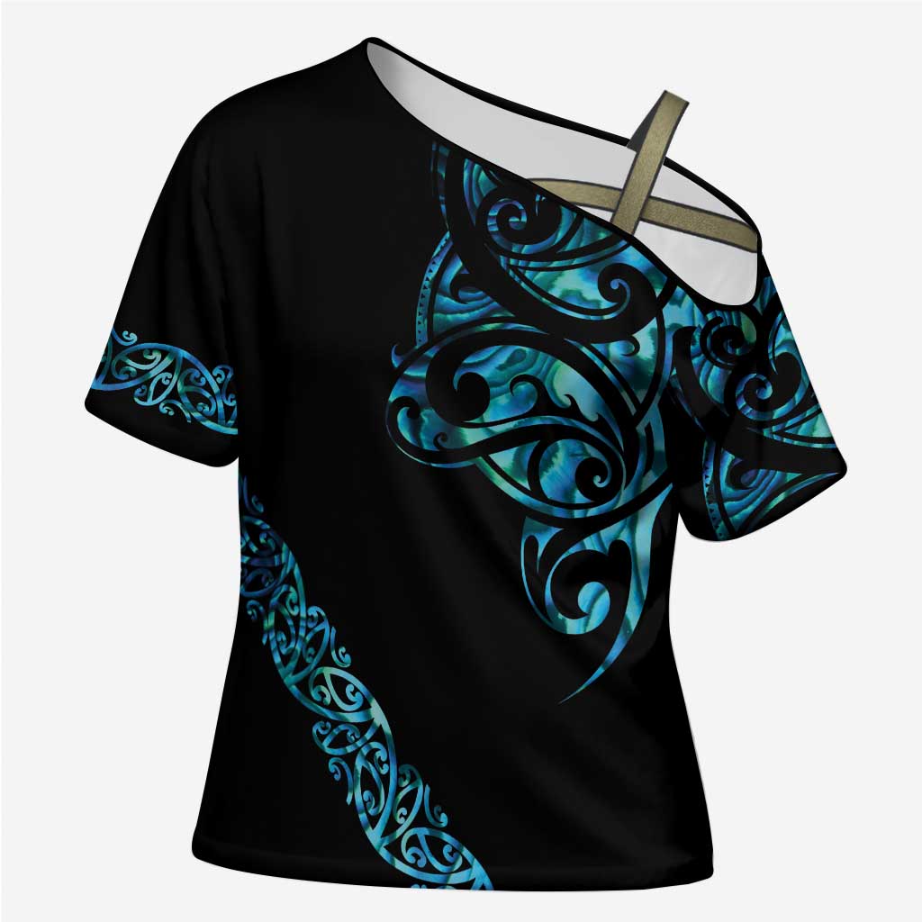 All Black Maori Tribal Tattoo Personalised Cross Shoulder Shirt Polynesian Style - Aussie Hoodie