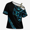 All Black Maori Tribal Tattoo Personalised Cross Shoulder Shirt Polynesian Style - Aussie Hoodie