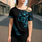 All Black Maori Tribal Tattoo Personalised Cross Shoulder Shirt Polynesian Style - Aussie Hoodie