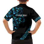 All Black Maori Tribal Tattoo Personalised Family Matching Off The Shoulder Long Sleeve Dress and Hawaiian Shirt Polynesian Style