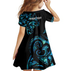 All Black Maori Tribal Tattoo Personalised Family Matching Summer Maxi Dress and Hawaiian Shirt Polynesian Style