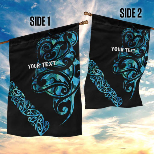 All Black Maori Tribal Tattoo Personalised Garden Flag Polynesian Style