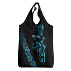 All Black Maori Tribal Tattoo Personalised Grocery Bag Polynesian Style