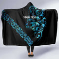 All Black Maori Tribal Tattoo Personalised Hooded Blanket Polynesian Style
