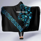 All Black Maori Tribal Tattoo Personalised Hooded Blanket Polynesian Style