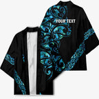 All Black Maori Tribal Tattoo Personalised Kimono Polynesian Style - Aussie Hoodie