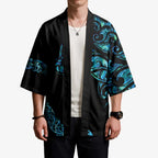 All Black Maori Tribal Tattoo Personalised Kimono Polynesian Style - Aussie Hoodie