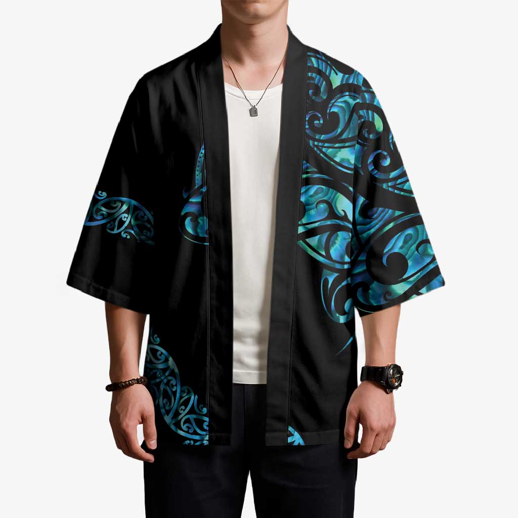 All Black Maori Tribal Tattoo Personalised Kimono Polynesian Style - Aussie Hoodie