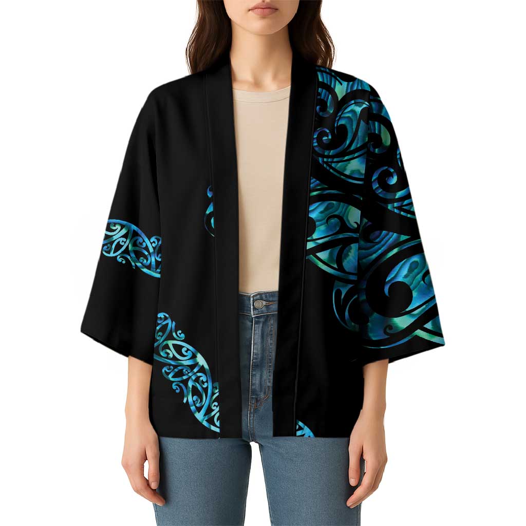 All Black Maori Tribal Tattoo Personalised Kimono Polynesian Style - Aussie Hoodie