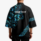 All Black Maori Tribal Tattoo Personalised Kimono Polynesian Style - Aussie Hoodie
