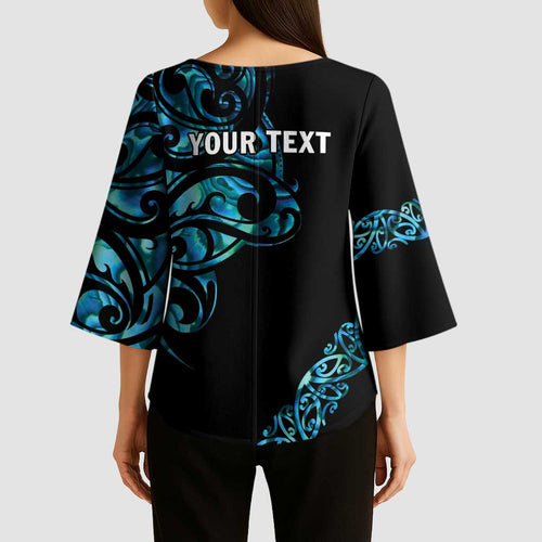All Black Maori Tribal Tattoo Personalised Kimono Sleeve Blouse Polynesian Style - Aussie Hoodie