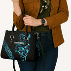 All Black Maori Tribal Tattoo Personalised Leather Bag Polynesian Style - Aussie Hoodie