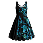 All Black Maori Tribal Tattoo Personalised Midi Dress Polynesian Style - Aussie Hoodie