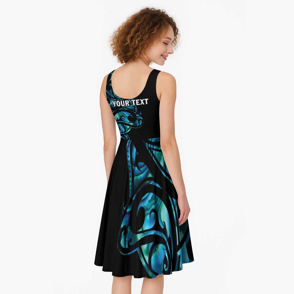 All Black Maori Tribal Tattoo Personalised Midi Dress Polynesian Style - Aussie Hoodie