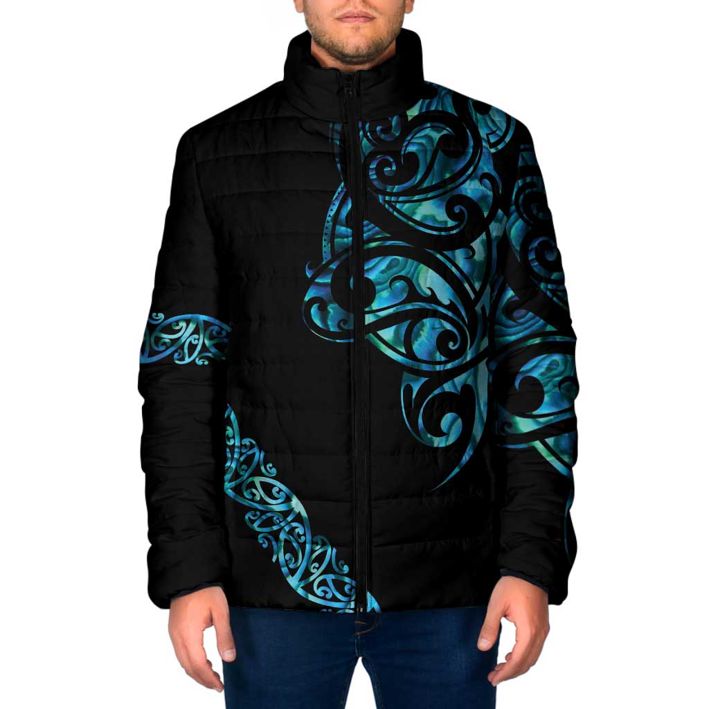All Black Maori Tribal Tattoo Personalised Padded Jacket Polynesian Style - Aussie Hoodie