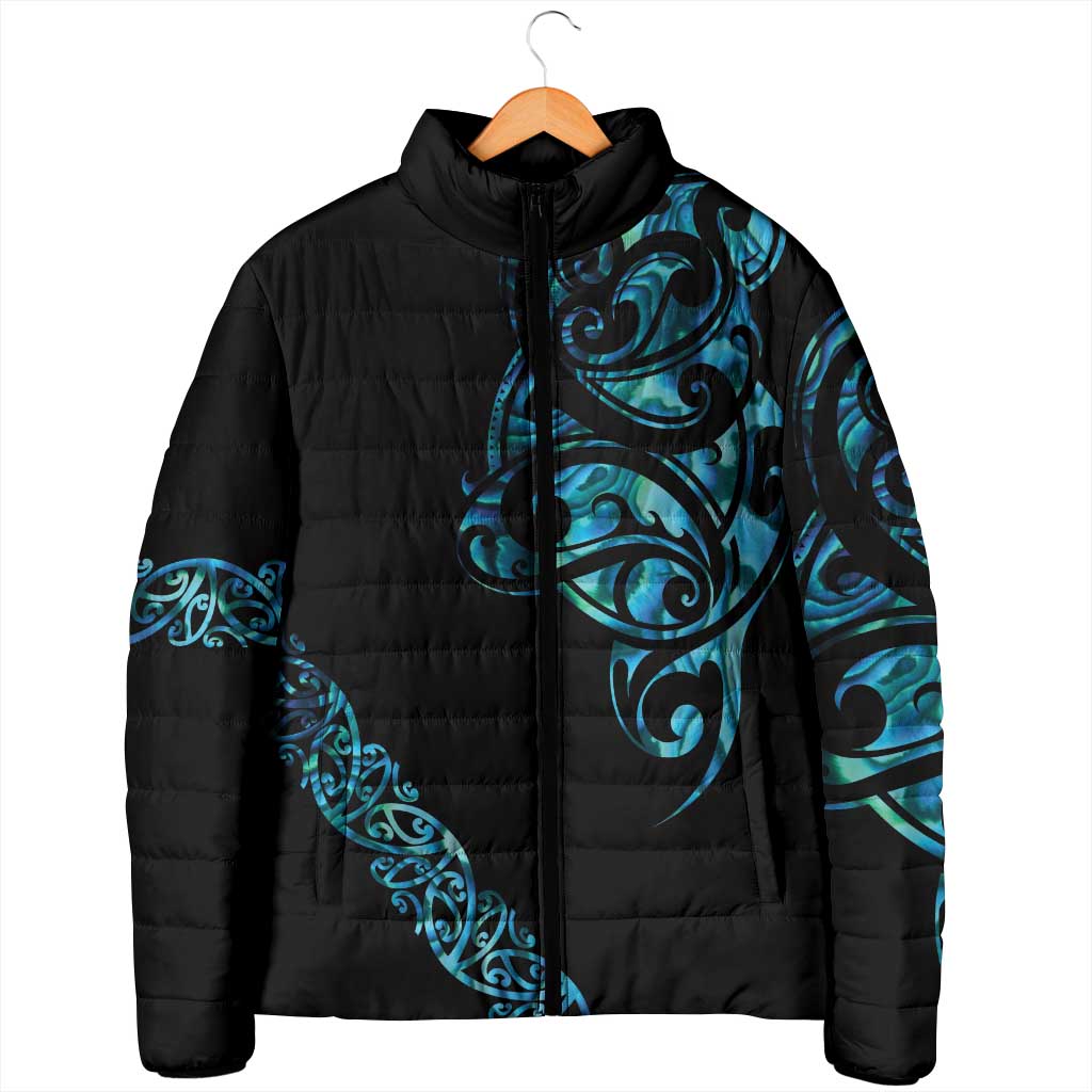 All Black Maori Tribal Tattoo Personalised Padded Jacket Polynesian Style - Aussie Hoodie