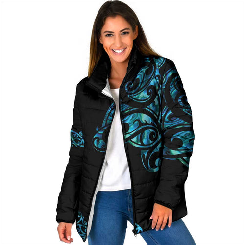 All Black Maori Tribal Tattoo Personalised Padded Jacket Polynesian Style - Aussie Hoodie