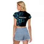 All Black Maori Tribal Tattoo Personalised Raglan Cropped T Shirt Polynesian Style