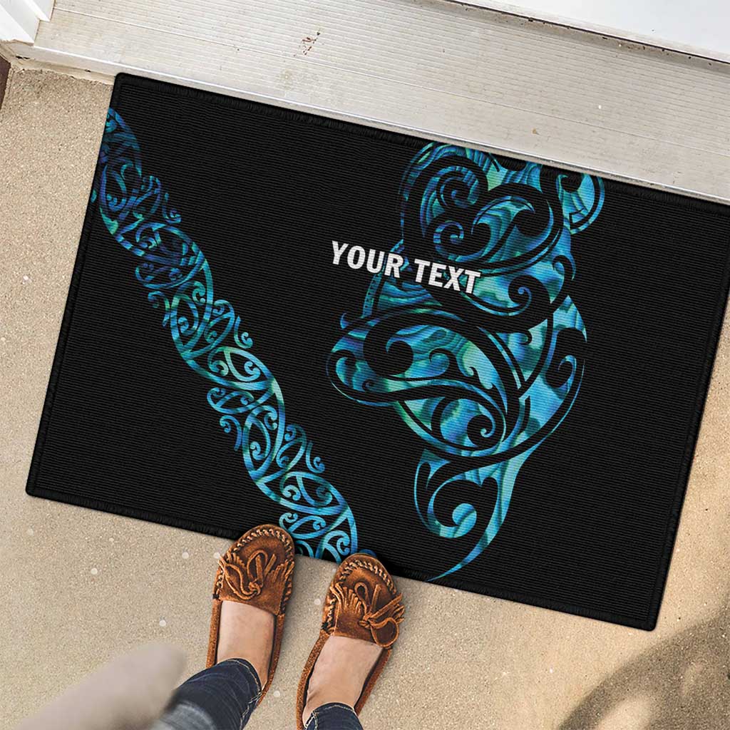 All Black Maori Tribal Tattoo Personalised Rubber Doormat Polynesian Style