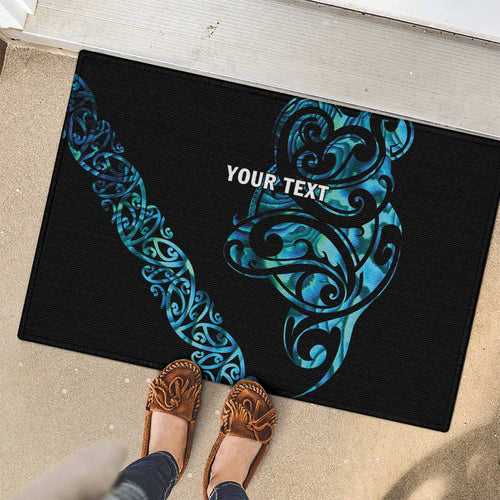 All Black Maori Tribal Tattoo Personalised Rubber Doormat Polynesian Style