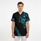 All Black Maori Tribal Tattoo Personalised Scrub Top Polynesian Style - Aussie Hoodie
