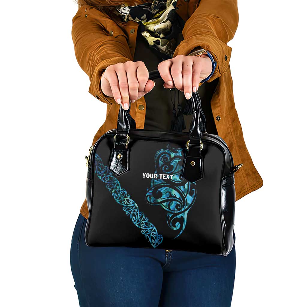 All Black Maori Tribal Tattoo Personalised Shoulder Handbag Polynesian Style