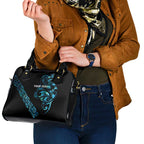 All Black Maori Tribal Tattoo Personalised Shoulder Handbag Polynesian Style