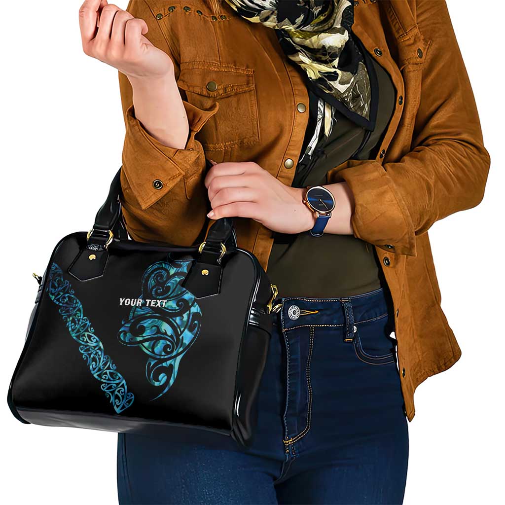 All Black Maori Tribal Tattoo Personalised Shoulder Handbag Polynesian Style