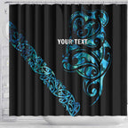 All Black Maori Tribal Tattoo Personalised Shower Curtain Polynesian Style