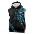 All Black Maori Tribal Tattoo Personalised Sleeveless Hoodie Polynesian Style - Aussie Hoodie