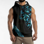 All Black Maori Tribal Tattoo Personalised Sleeveless Hoodie Polynesian Style - Aussie Hoodie
