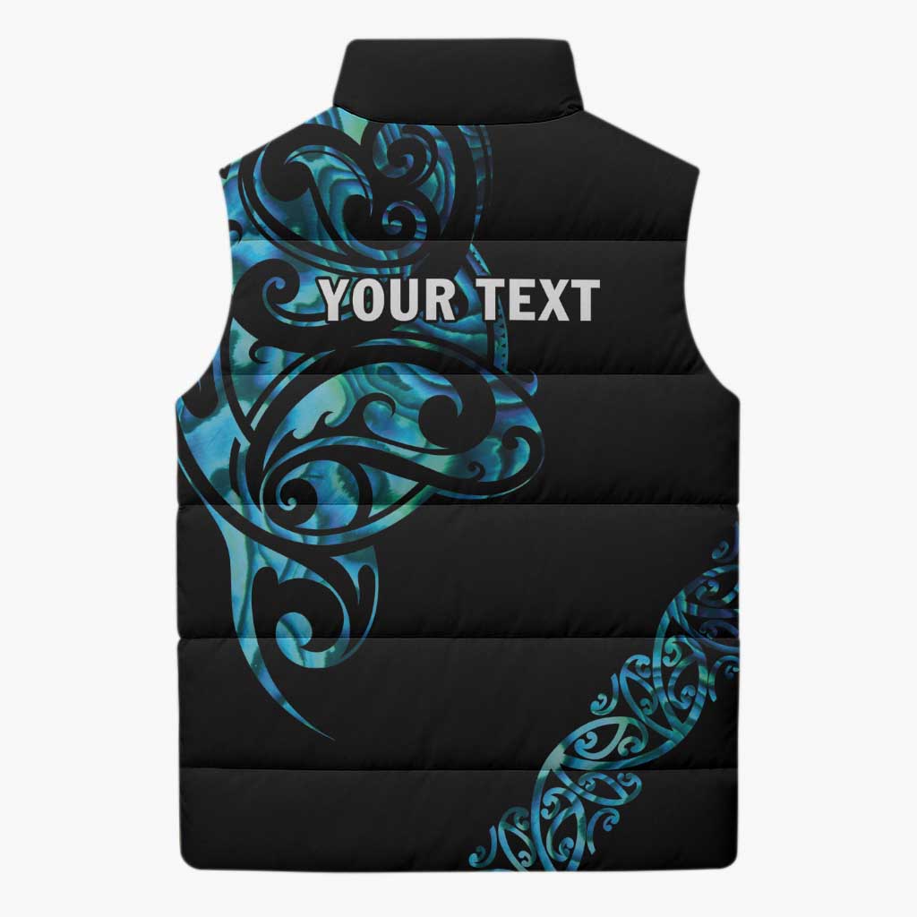 All Black Maori Tribal Tattoo Personalised Sleeveless Puffer Jacket Polynesian Style - Aussie Hoodie