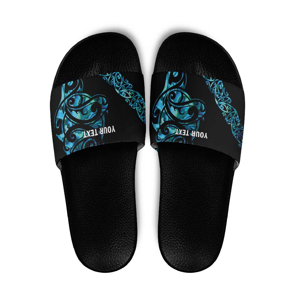 All Black Maori Tribal Tattoo Personalised Slide Sandals Polynesian Style - Aussie Hoodie
