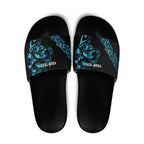 All Black Maori Tribal Tattoo Personalised Slide Sandals Polynesian Style - Aussie Hoodie