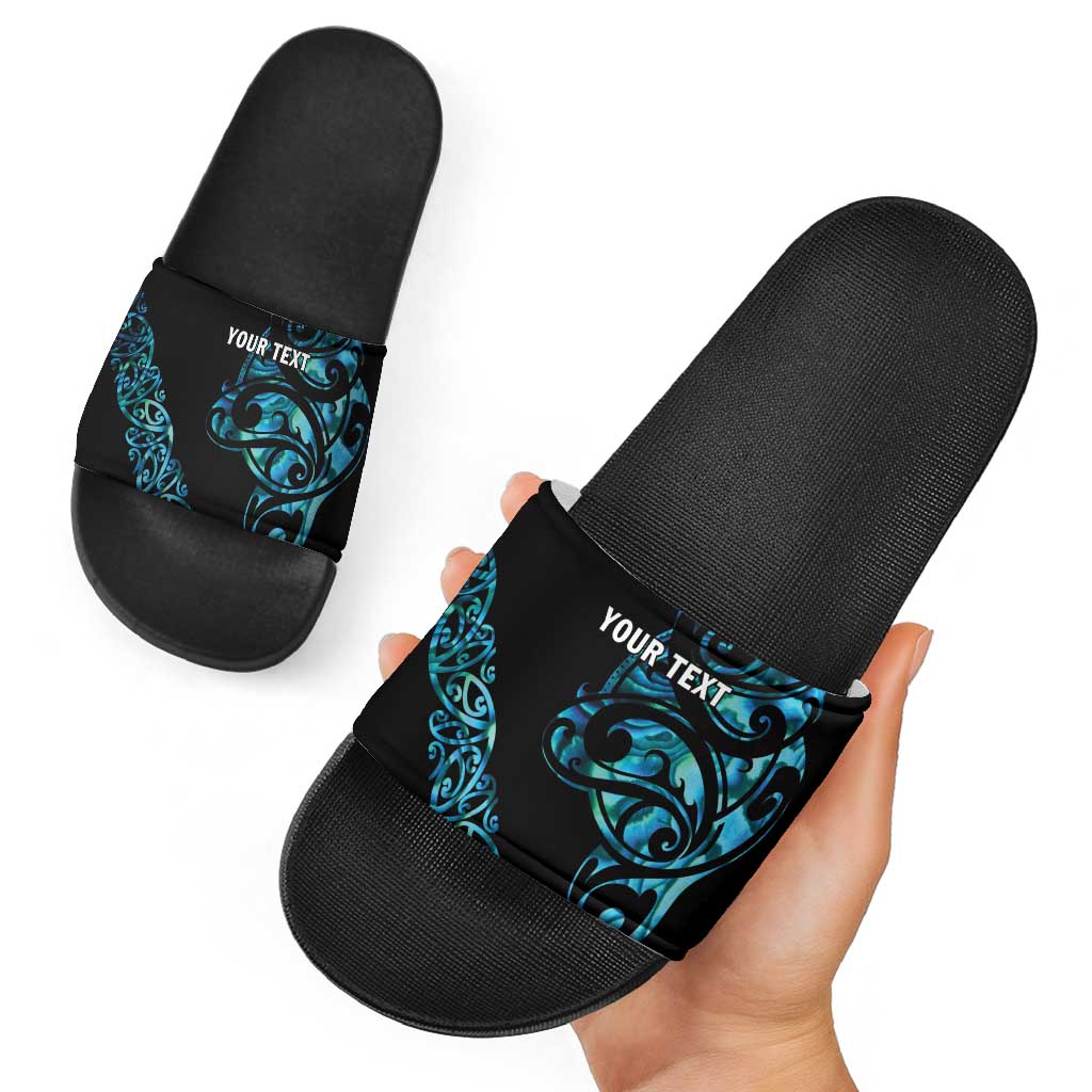 All Black Maori Tribal Tattoo Personalised Slide Sandals Polynesian Style - Aussie Hoodie