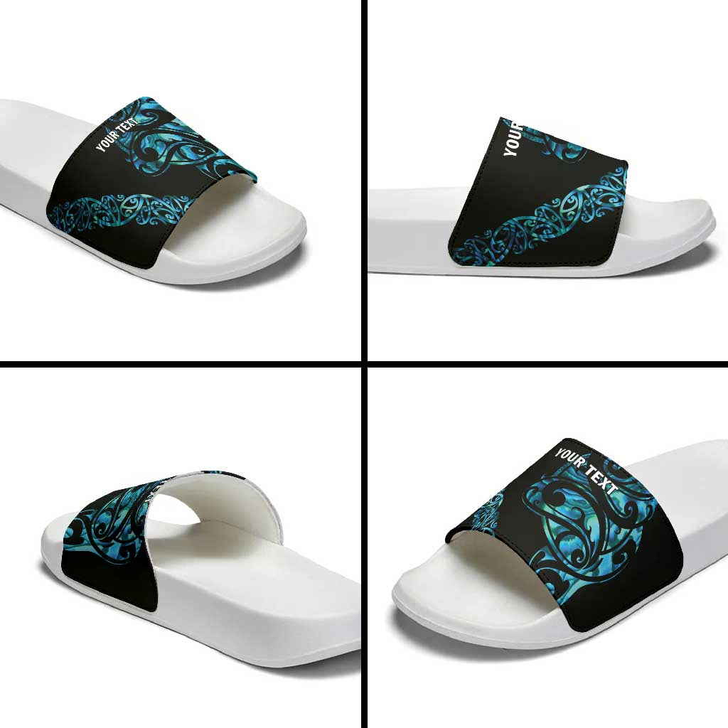 All Black Maori Tribal Tattoo Personalised Slide Sandals Polynesian Style - Aussie Hoodie