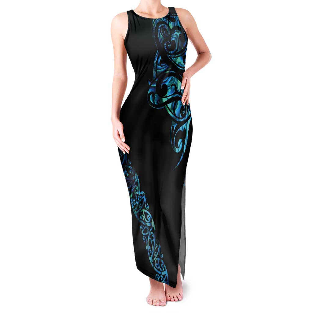 All Black Maori Tribal Tattoo Personalised Tank Maxi Dress Polynesian Style