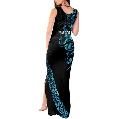 All Black Maori Tribal Tattoo Personalised Tank Maxi Dress Polynesian Style