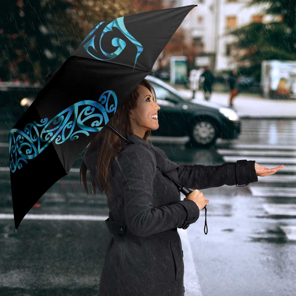 All Black Maori Tribal Tattoo Personalised Umbrella Polynesian Style - Aussie Hoodie