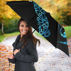 All Black Maori Tribal Tattoo Personalised Umbrella Polynesian Style - Aussie Hoodie