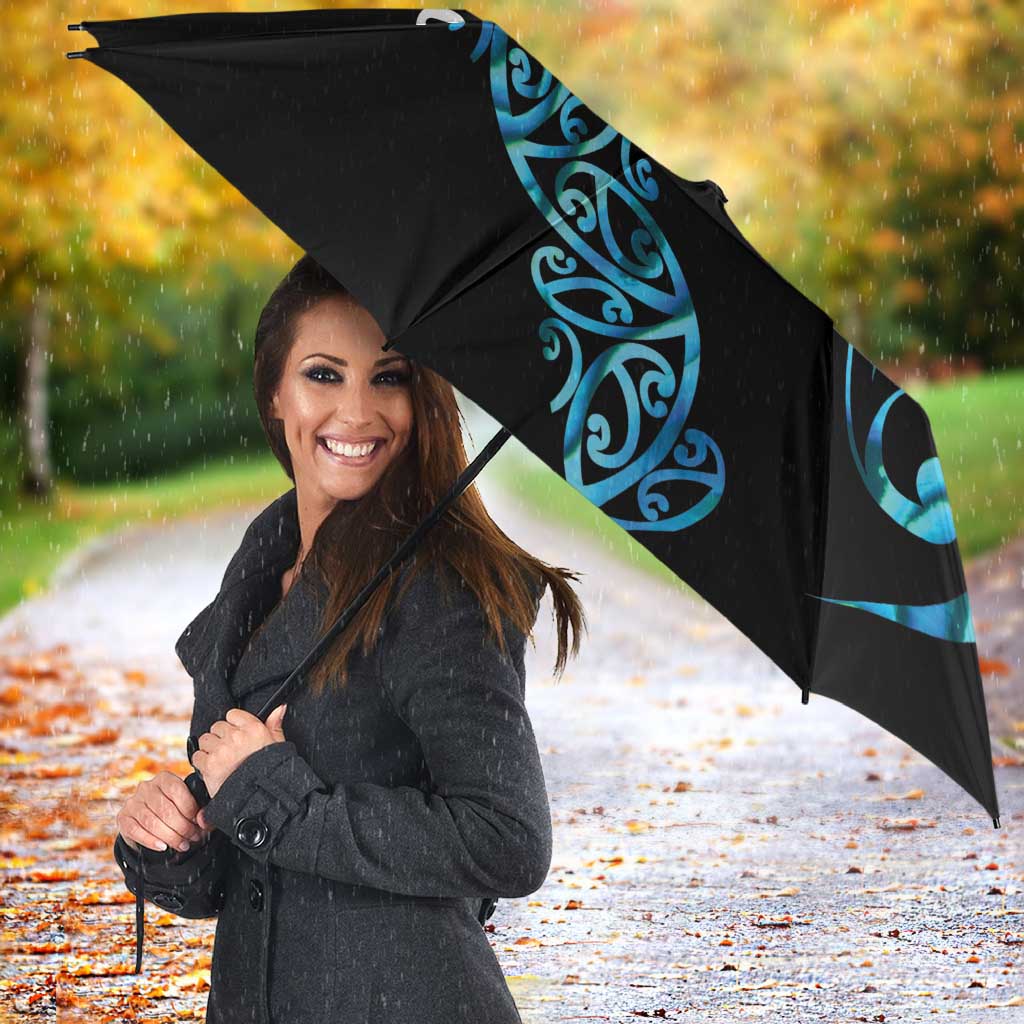 All Black Maori Tribal Tattoo Personalised Umbrella Polynesian Style - Aussie Hoodie