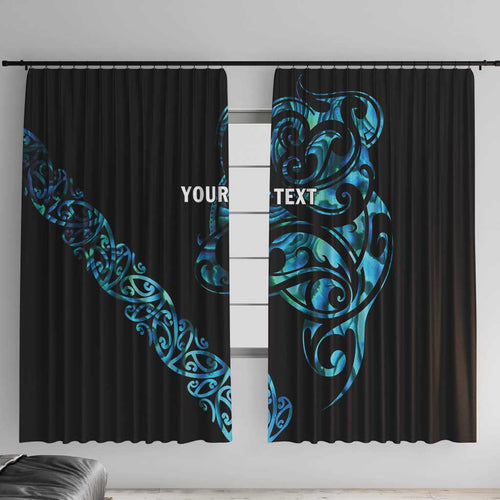 All Black Maori Tribal Tattoo Personalised Window Curtain Polynesian Style