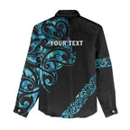 All Black Maori Tribal Tattoo Personalised Women Casual Shirt Polynesian Style