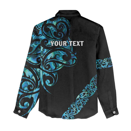 All Black Maori Tribal Tattoo Personalised Women Casual Shirt Polynesian Style
