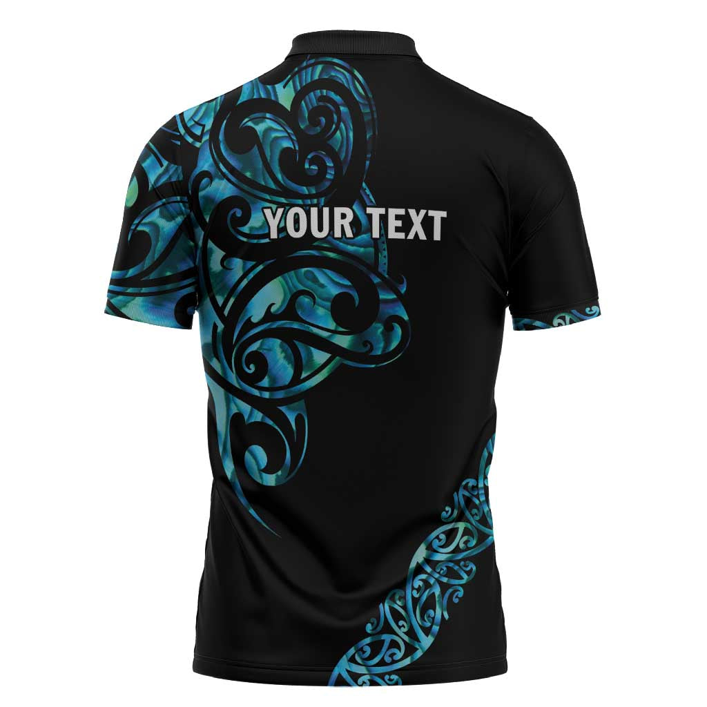 All Black Maori Tribal Tattoo Personalised Zipper Polo Shirt Polynesian Style - Aussie Hoodie